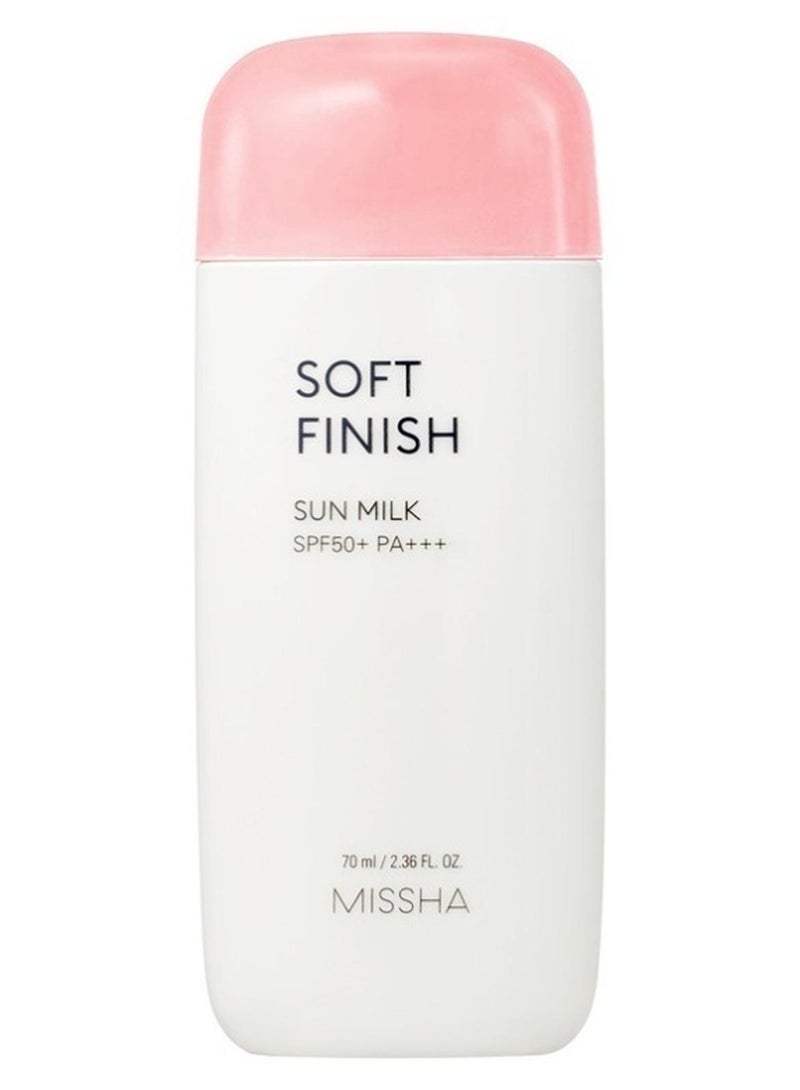 Missha Korean All Around Safe Block Soft Finish Sun Milk Spf50+ Pa+++ , Double Layer Uv Blocking System , Corrects Skin'S Natural Tone And Texture 70ml - Image 1