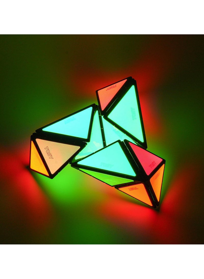 Magnetically-Charged Luminous Pyramid Transform 1 Cube into 1 Billion Shapes with a Glow-in-the-Dark Holographic Design Educational Toy - Image 1