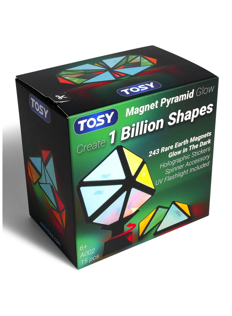 Magnetically-Charged Luminous Pyramid Transform 1 Cube into 1 Billion Shapes with a Glow-in-the-Dark Holographic Design Educational Toy - Image 2