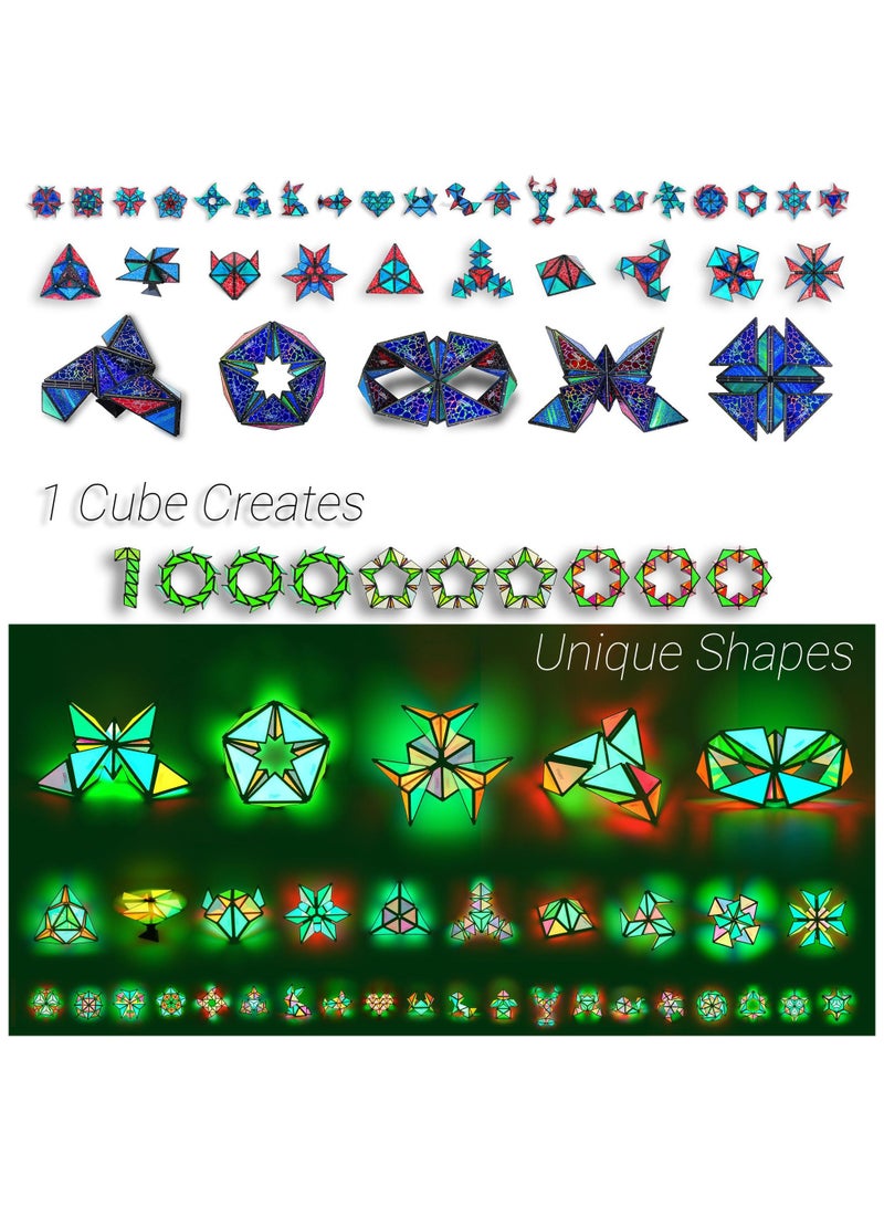Magnetically-Charged Luminous Pyramid Transform 1 Cube into 1 Billion Shapes with a Glow-in-the-Dark Holographic Design Educational Toy - Image 3