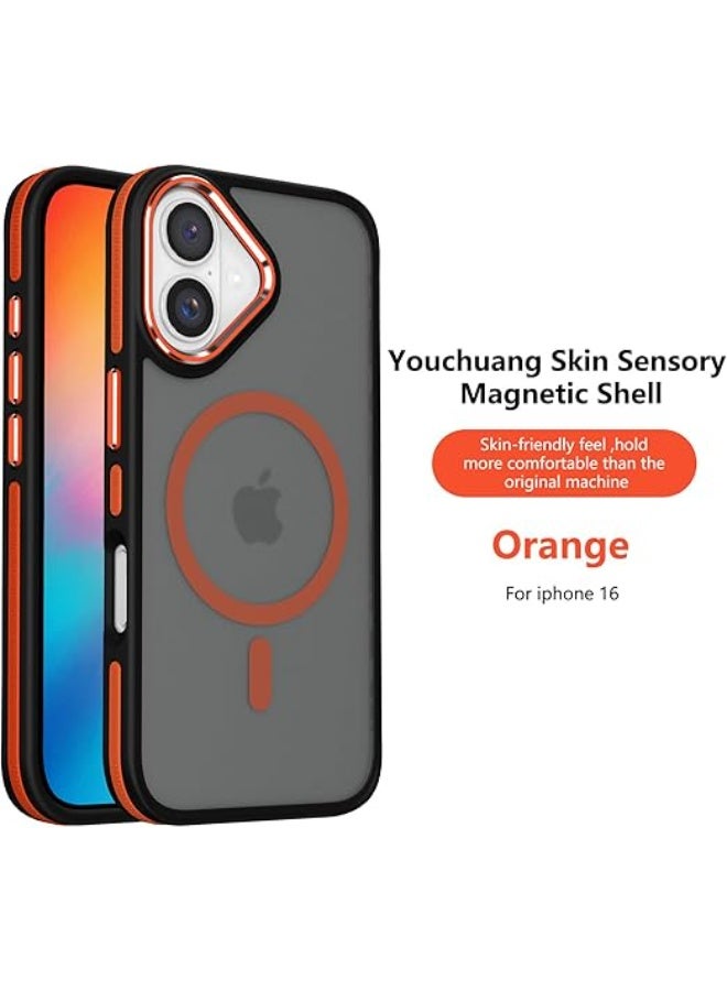 Compatible with Magsafe, iPhone 16 Plus Phone Case,Translucent Matte Back Slim Magnetic Case for iPhone 16 Plus 6.7"(Orange) - Image 2