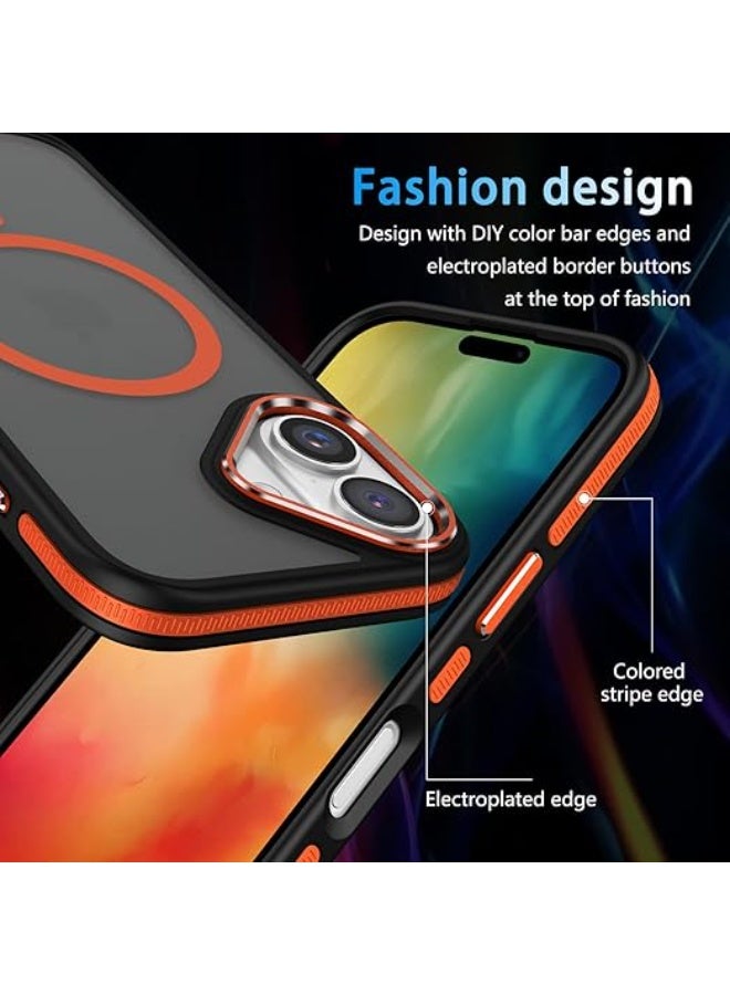Compatible with Magsafe, iPhone 16 Plus Phone Case,Translucent Matte Back Slim Magnetic Case for iPhone 16 Plus 6.7"(Orange) - Image 4