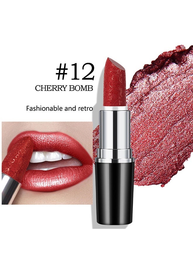 Anglicolor Metallic Shine Lipstick for Women, High Impact Lipcolor, Silky Smooth and Moisturizing, Non-Sticky, Long Lasting and Smudge Proof, Full Coverage Lip MakeUp (#12 CHERRY BOMB) - Image 2