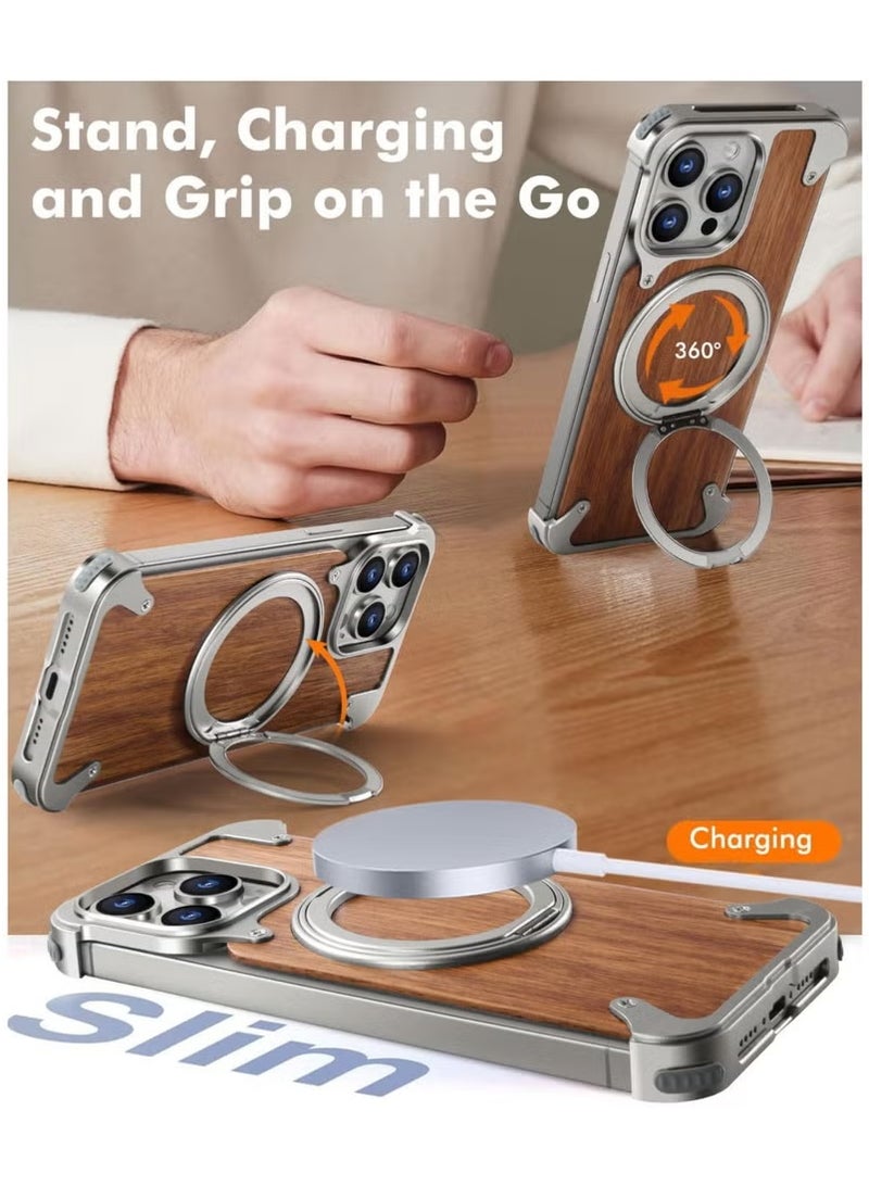 BIETS Electronics Luxury New Design Carbon Fiber Case with Phone Ring Grip Frameless for iPhone 16 Pro Max Wood - Image 4