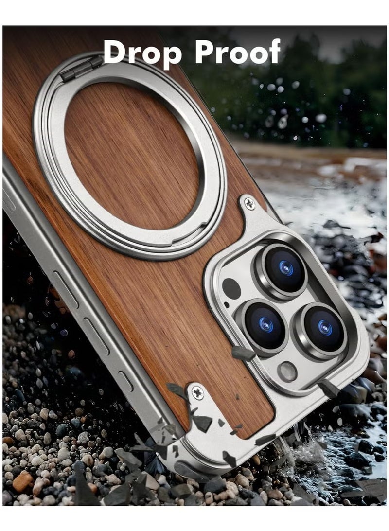 BIETS Electronics Luxury New Design Carbon Fiber Case with Phone Ring Grip Frameless for iPhone 16 Pro Max Wood - Image 3