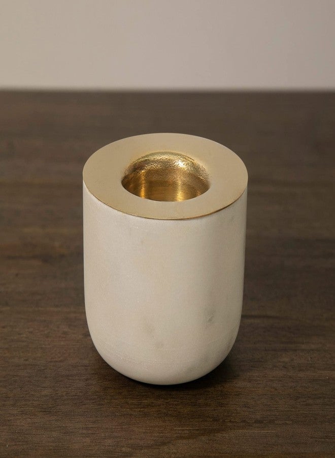 Ellementry Maya Small Tea Light Holder, White Marble T-Light Candle Holder for Indoor & Outdoor Home Décor, Christmas Decoration Item - Image 3