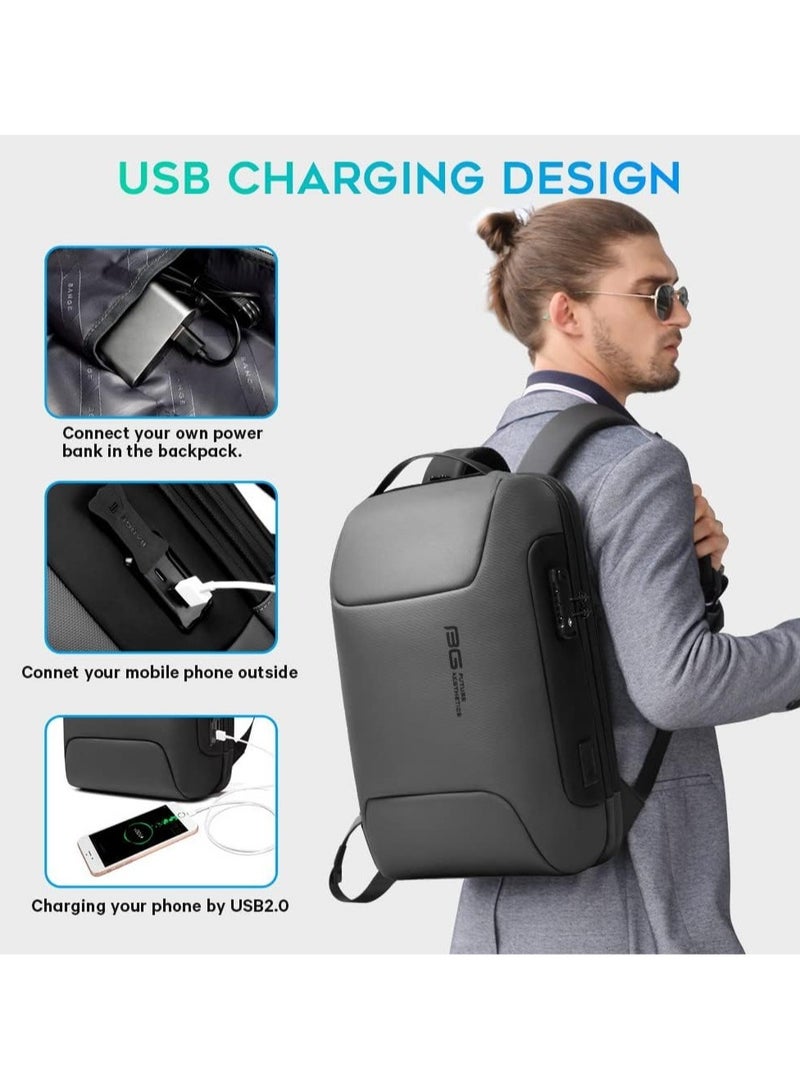 BANGE Lightweight Business Backpack with USB Charging Port Two Pockets for Work for Men and Women - Image 4