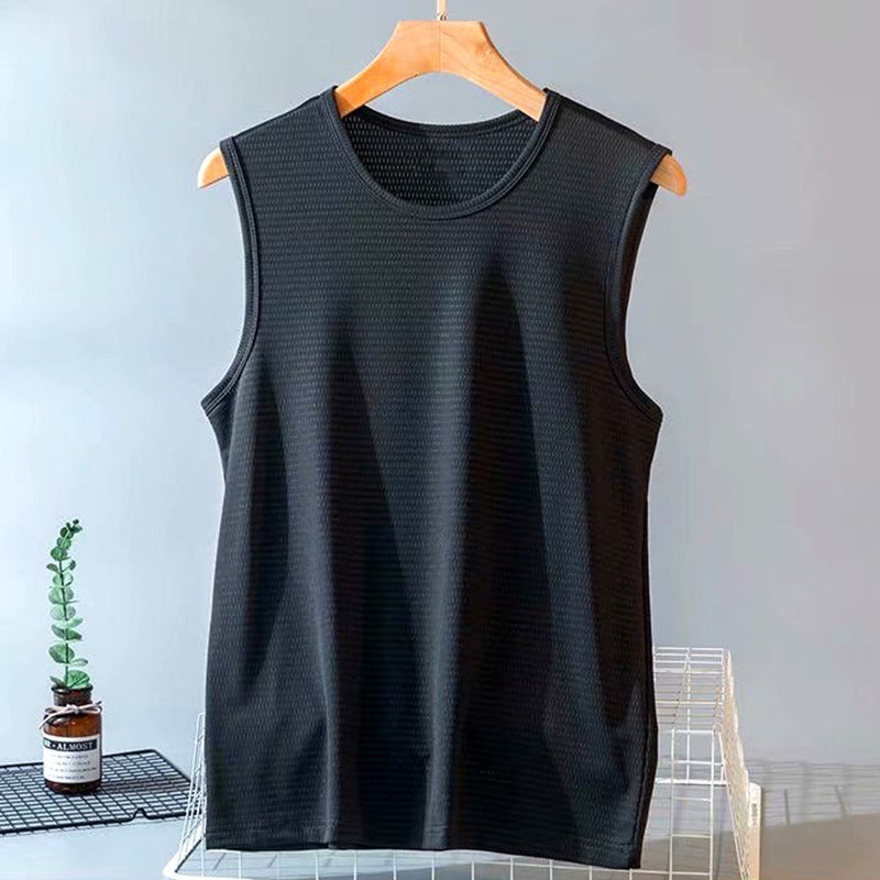 Ice Silk Mesh Mens Sports Basketball Jersey Waistcoat Quick-drying Sleeveless Top Thin plus size Base Shirt Clothes White  - Image 2