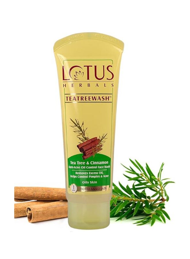 LOTUS HERBALS Teatreewash Tea Tree & Cinnamon Anti-Acne Oil Control Face Wash  - Image 1