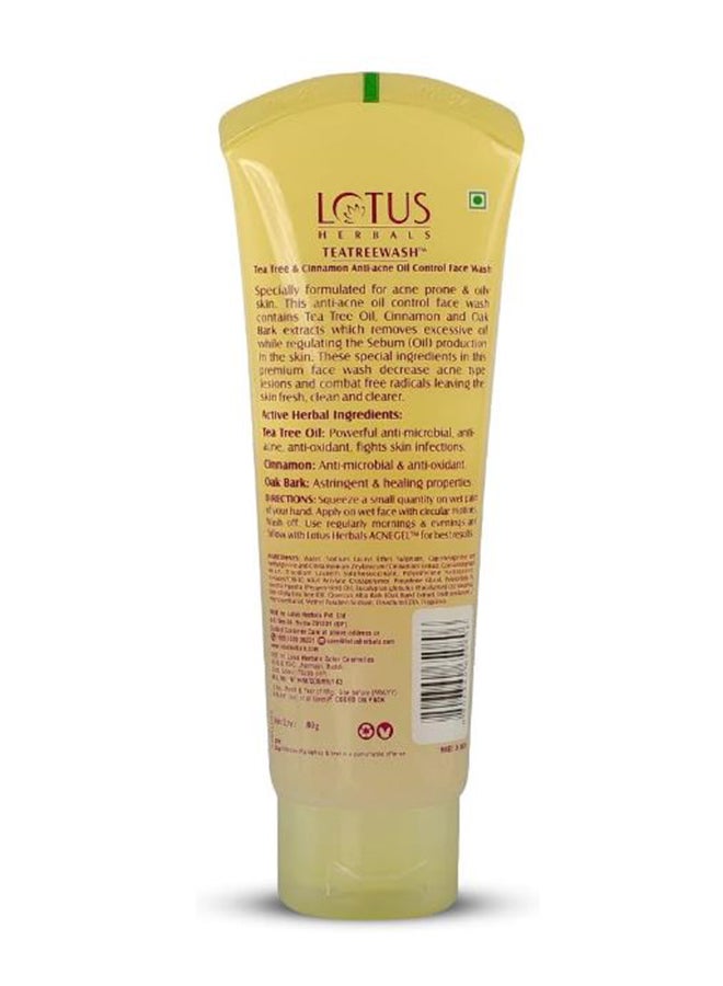 LOTUS HERBALS Teatreewash Tea Tree & Cinnamon Anti-Acne Oil Control Face Wash  - Image 2