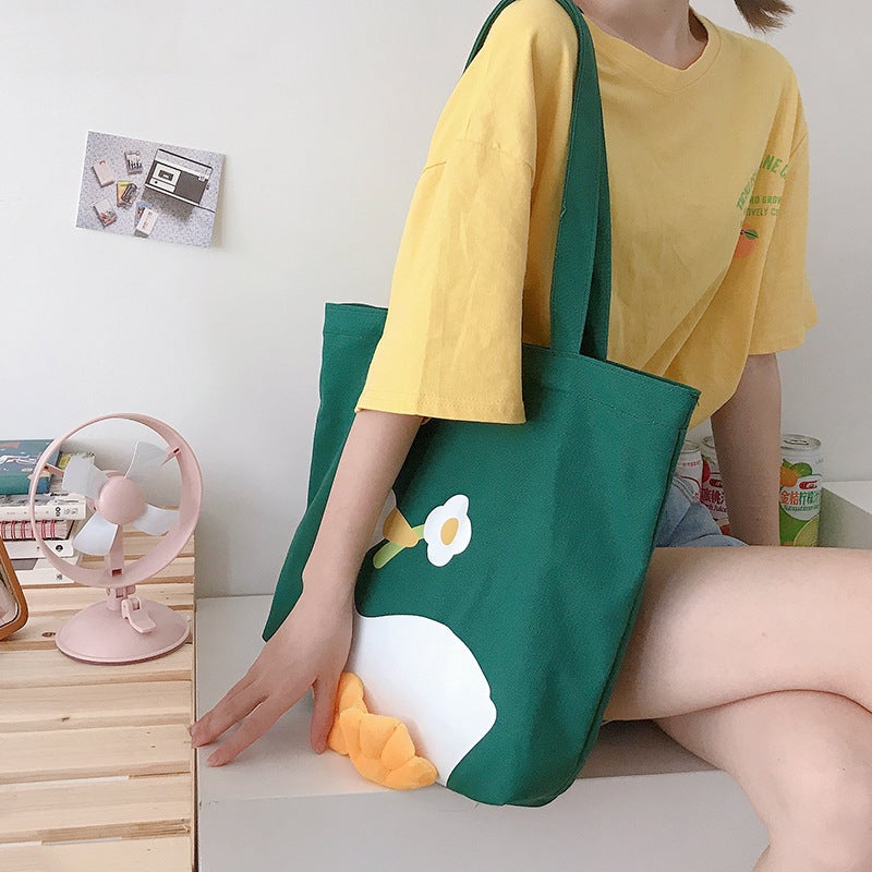 Croup Duck Jio Jio Canvas Shoulder Bag Japanese Style Small Bag Handbag Women'S Bag - Image 4