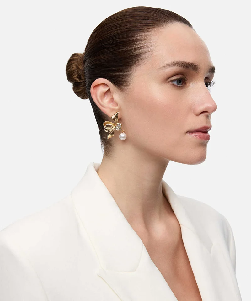 ايبيكيول Crystal and Faux Pearl Earrings