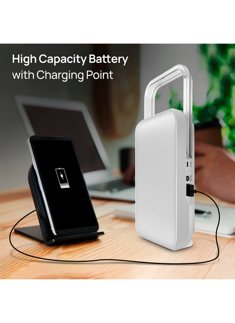 wipro Safari Emergency Rechargeable Led Lantern with 7200 Mah Battery 122 Individual Led Lights Brightness Control Feature in Built Mobile Charging Point15 Watt Pack of 1 White
