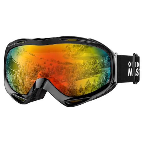 OutdoorMaster OTG Ski Goggles  Over Glasses SkiSnowboard Goggles for Men Women  Youth  100 UV Protection Black Frame  VLT 36 Rose Lens