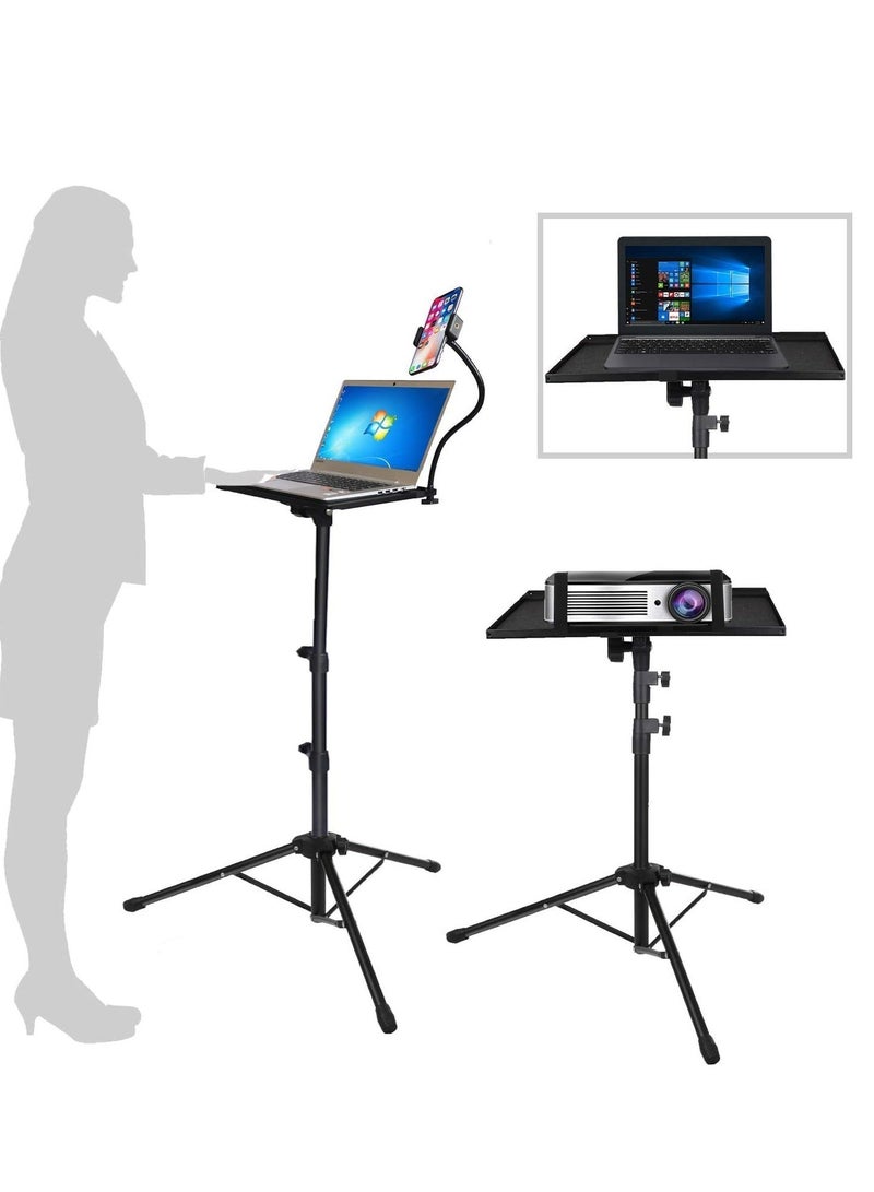 HuHa Projector Stand, Laptop Tripod Stand for 29" to 69", Projector Tripod with Mouse Tray & Wheels, Adjustable Height DJ Racks Stand with Phone Holder, Perfect for Office, Home, Stage,Studio - Image 1