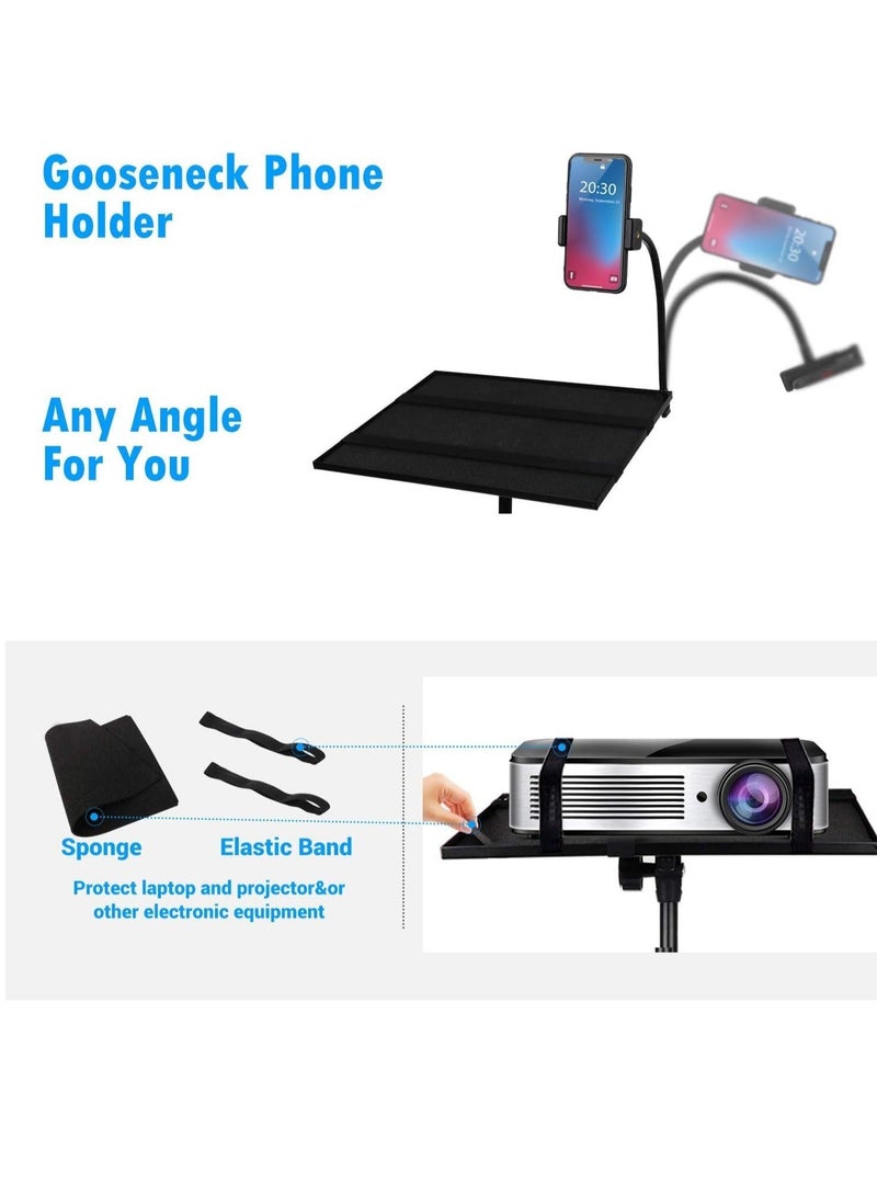 HuHa Projector Stand, Laptop Tripod Stand for 29" to 69", Projector Tripod with Mouse Tray & Wheels, Adjustable Height DJ Racks Stand with Phone Holder, Perfect for Office, Home, Stage,Studio - Image 3