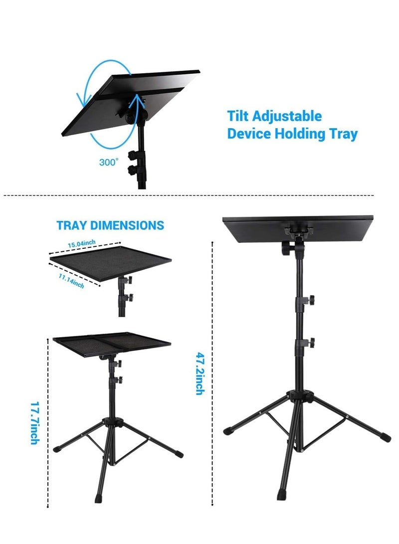 HuHa Projector Stand, Laptop Tripod Stand for 29" to 69", Projector Tripod with Mouse Tray & Wheels, Adjustable Height DJ Racks Stand with Phone Holder, Perfect for Office, Home, Stage,Studio - Image 2