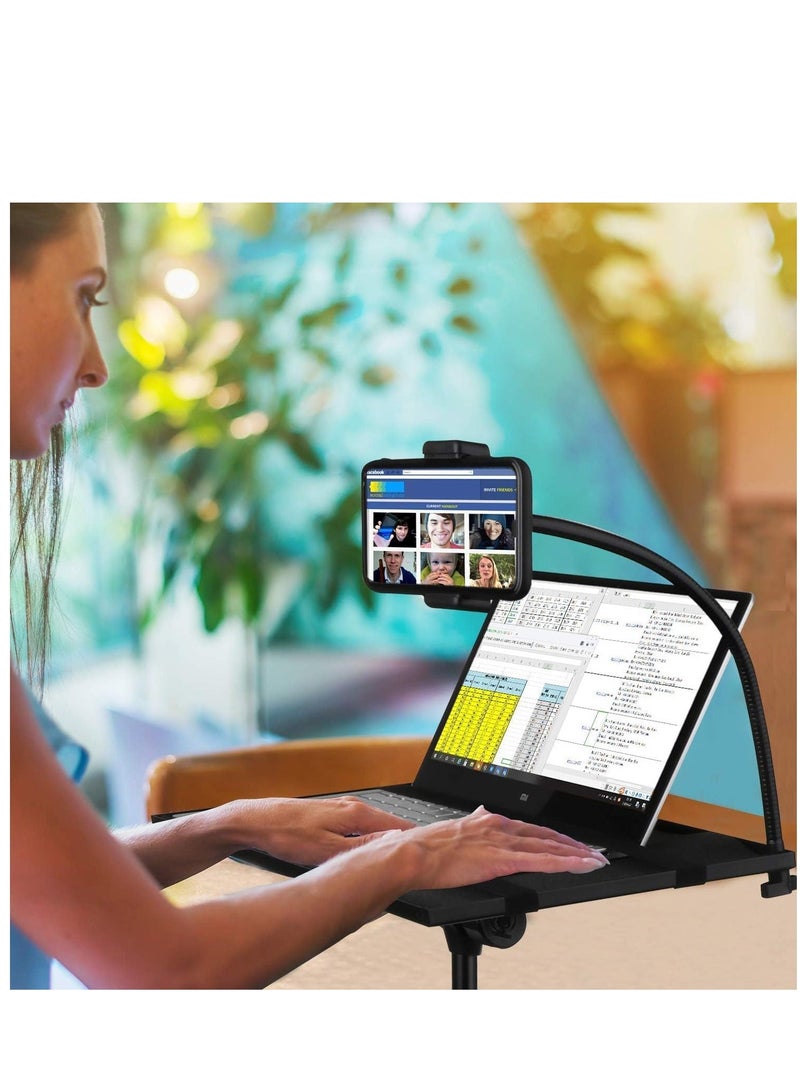 HuHa Projector Stand, Laptop Tripod Stand for 29" to 69", Projector Tripod with Mouse Tray & Wheels, Adjustable Height DJ Racks Stand with Phone Holder, Perfect for Office, Home, Stage,Studio - Image 4