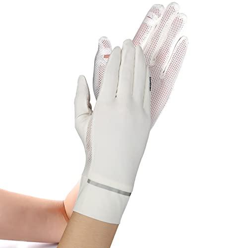 IPENNY Women Summer UPF 50+ UV Sun Protection Gloves 2 Fingers Flip Mesh Cooling Breathable Touchscreen Anti Slip Mittens Full Finger Quick Dry Hand Gloves for Driving Riding Cycling Lady Girls Mitt - Image 2