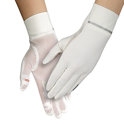 IPENNY Women Summer UPF 50+ UV Sun Protection Gloves 2 Fingers Flip Mesh Cooling Breathable Touchscreen Anti Slip Mittens Full Finger Quick Dry Hand Gloves for Driving Riding Cycling Lady Girls Mitt - Image 5