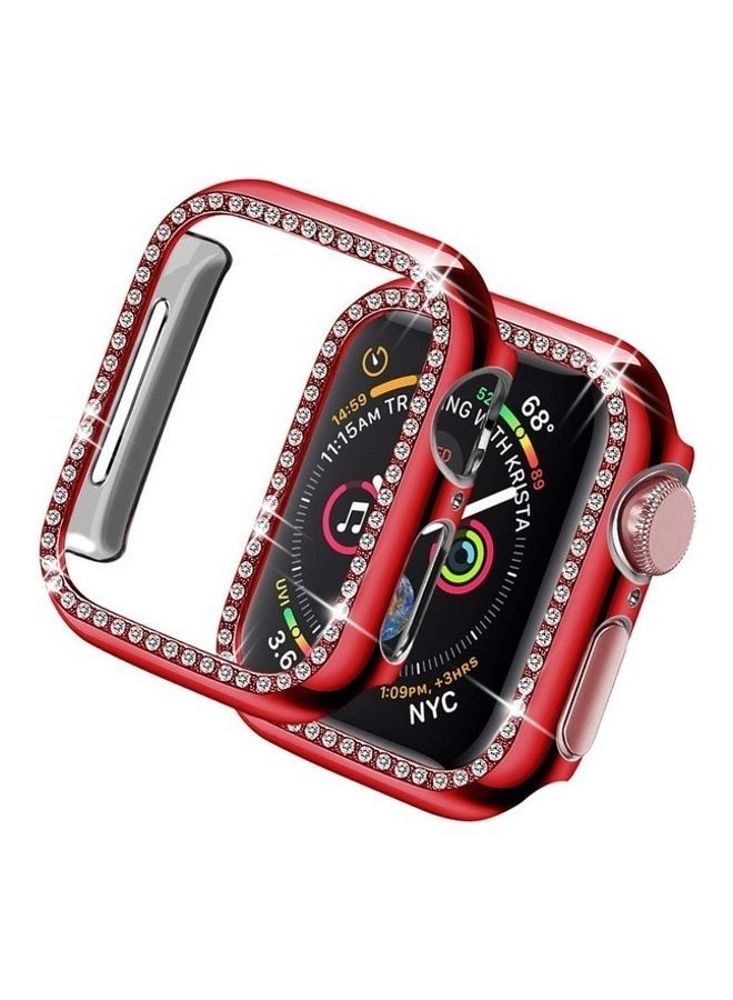 NIBEMINENT Suitable PC Diamond Protective Case For Apple Watch 38MM Red - Image 1