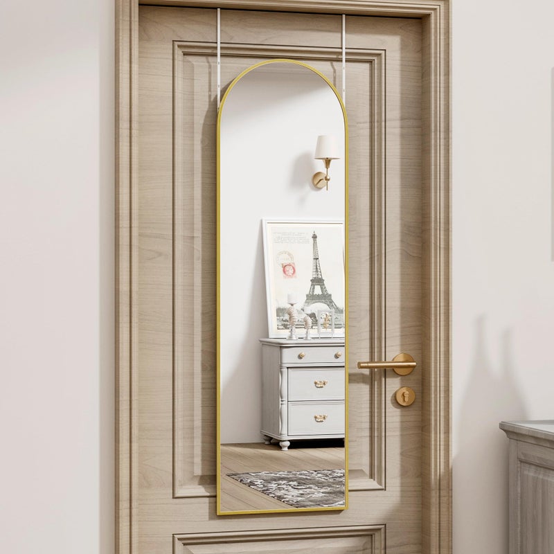 Vlush Door Mirror, Full Length Mirrors Over The Door, 14'' x 48'' Hanging/Rectangular Wall Mirror, Wall-Mounted/Hanging/Leaning, Home Decor,(Gold) - Image 1