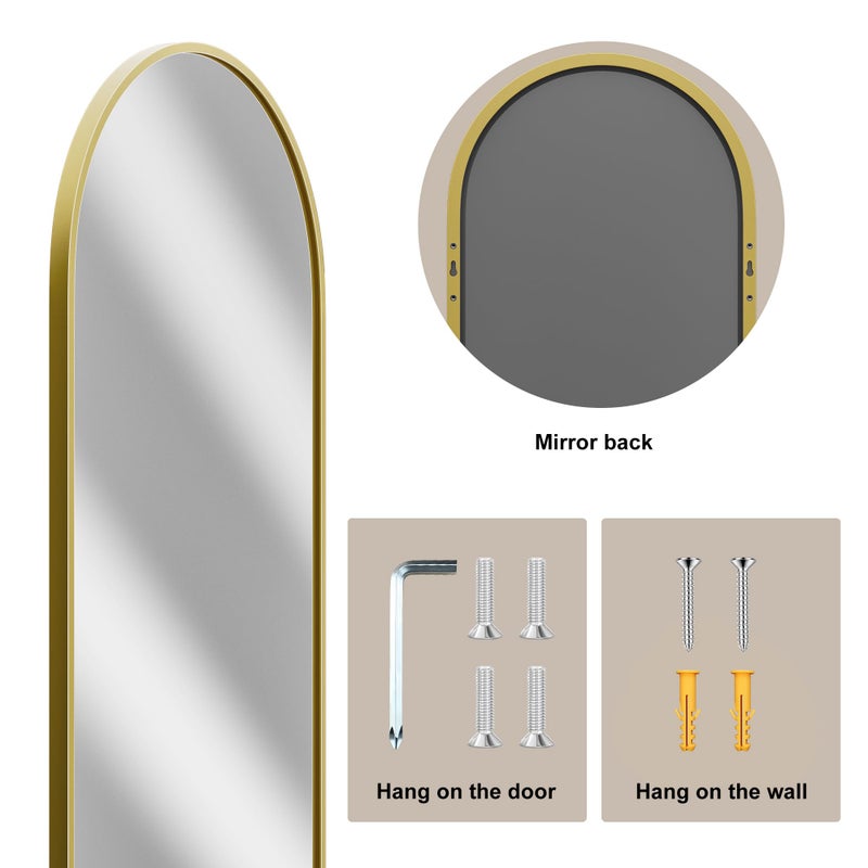 Vlush Door Mirror, Full Length Mirrors Over The Door, 14'' x 48'' Hanging/Rectangular Wall Mirror, Wall-Mounted/Hanging/Leaning, Home Decor,(Gold) - Image 4