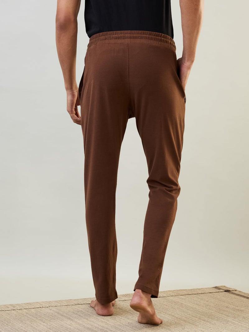 Raymond SleepZ Men Regular Fit Solid Pattern Pure Cotton Trackpant Dark Brown - Image 4