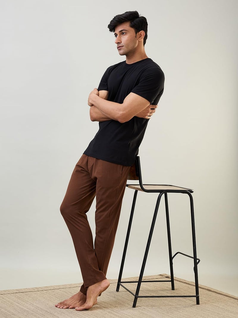 Raymond SleepZ Men Regular Fit Solid Pattern Pure Cotton Trackpant Dark Brown - Image 5