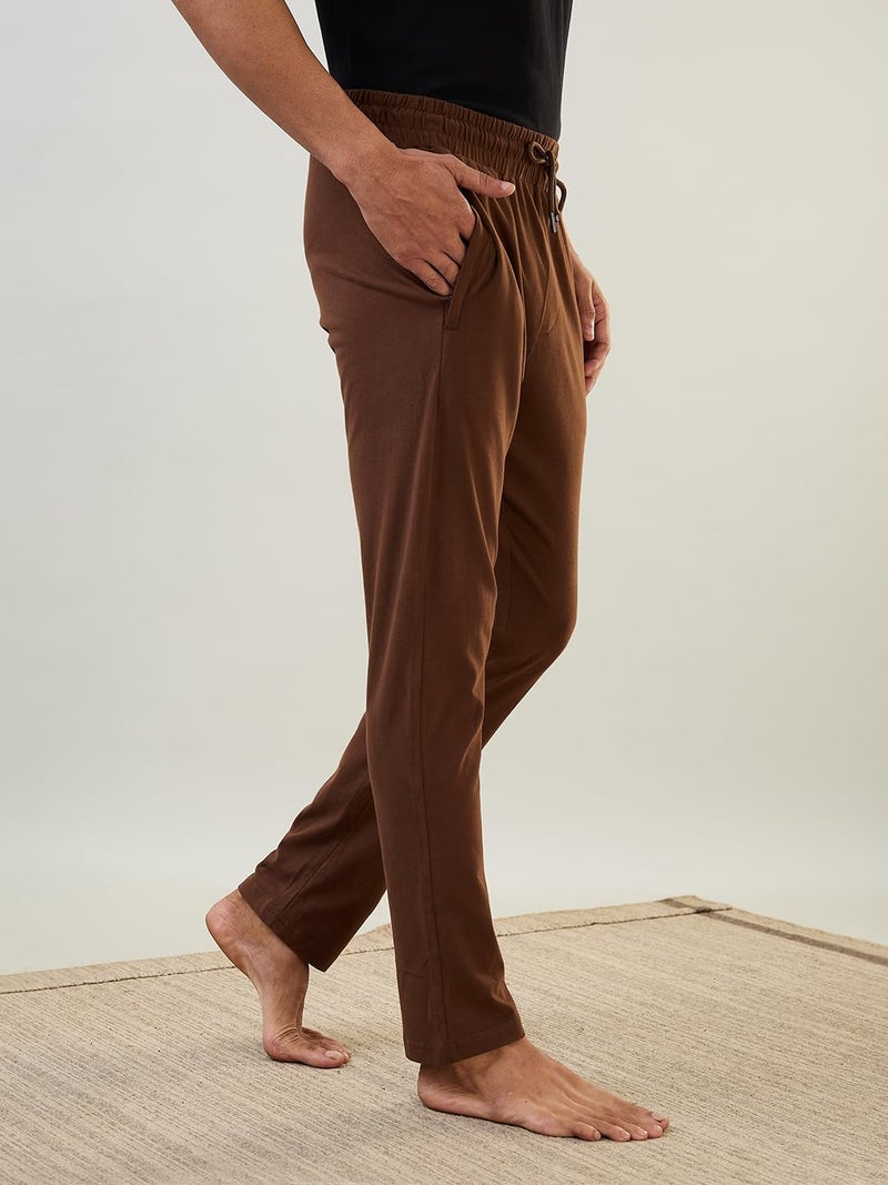 Raymond SleepZ Men Regular Fit Solid Pattern Pure Cotton Trackpant Dark Brown - Image 3