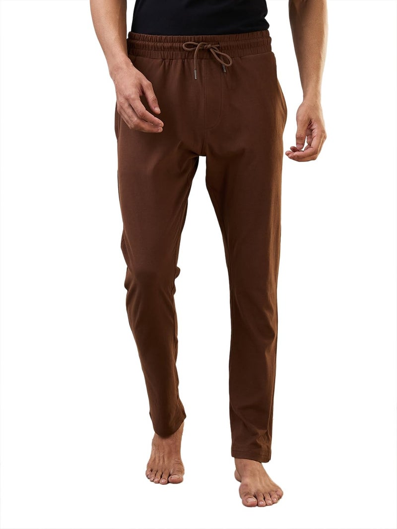 Raymond SleepZ Men Regular Fit Solid Pattern Pure Cotton Trackpant Dark Brown - Image 1