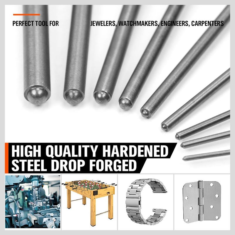 HORUSDY 9 Pieces Roll Pin Punch Set, HORUSDY Removing Repair Tool with Holder for Automotive, Watch Repair,Jewelry and Craft - Image 3