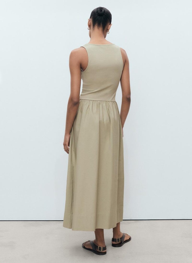 MANGO Flared Dress In Combined Fabric  - Image 2