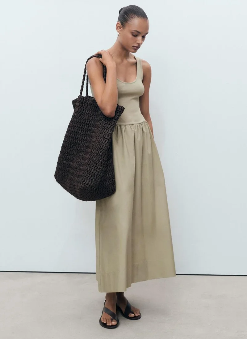 مانجو فستان واسع من قماش مدمج