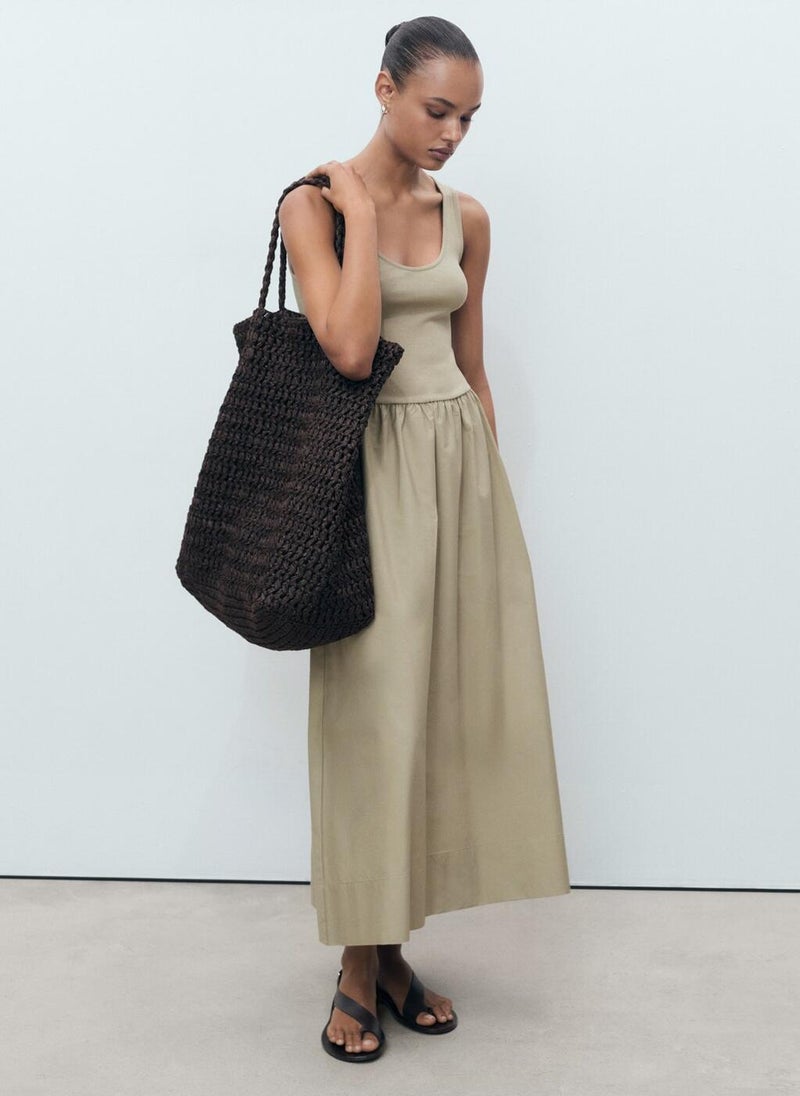 MANGO Flared Dress In Combined Fabric  - Image 3