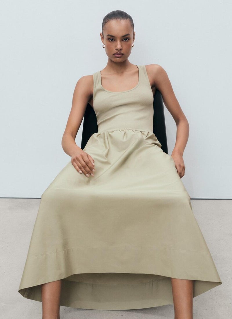 MANGO Flared Dress In Combined Fabric  - Image 5