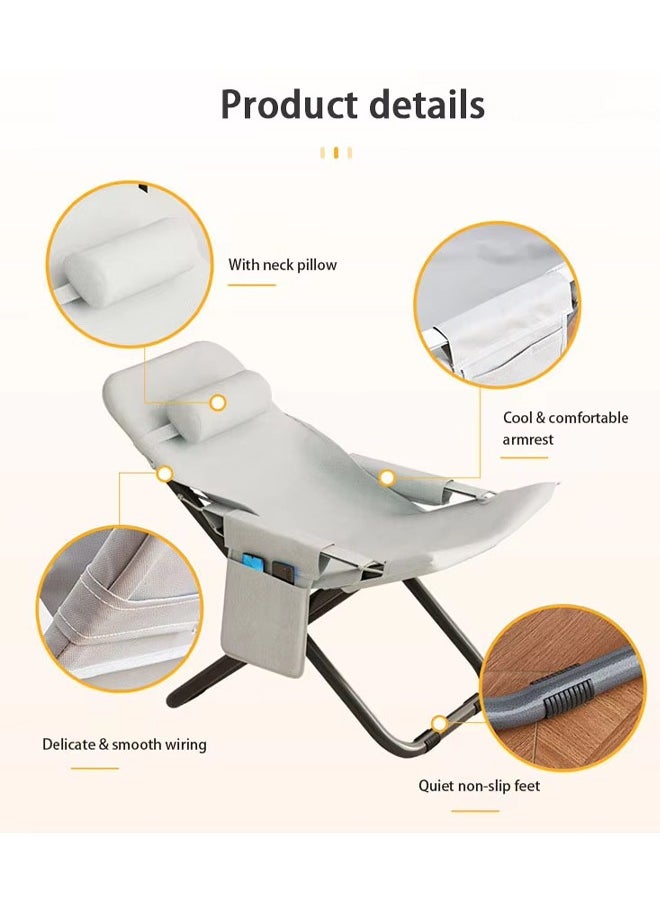 Lazy Chair with Ottoman, Modern Lounge Accent Chair with Armrests and a Side Pocket, Leisure Upholstered Sofa Chair Reading Chair with Footrest for Small Space, Corner Chair,Reclining Camping Lounge Chair w/Removable Cushion,Reclining Patio Chairs Folding Recliner for Indoor and Outdoor