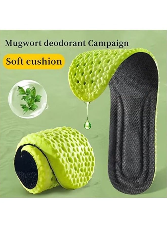 HY Deodorant Insole, Natural Wormwood Insoles, 2 Pairs Relieve Plantar Fasciitis Heel Pain Sole Support, Massage Acupuncture Foot pad Breathable Non-Slip for Run Sports Exercise (Women6-8.5/Men5-7) - Image 2