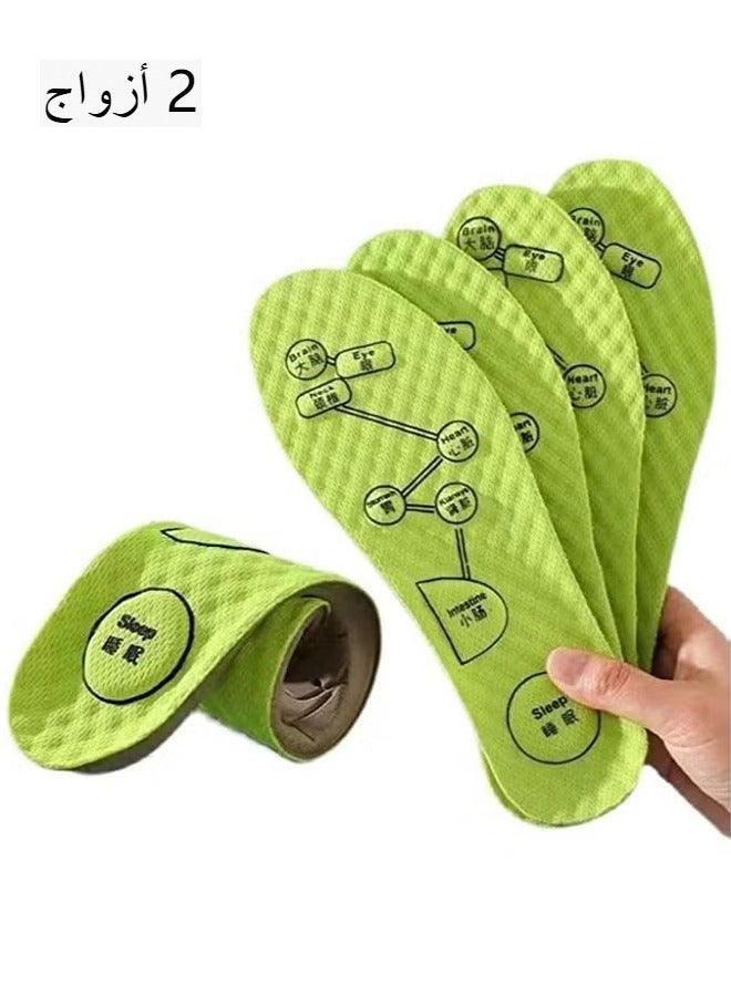 HY Deodorant Insole, Natural Wormwood Insoles, 2 Pairs Relieve Plantar Fasciitis Heel Pain Sole Support, Massage Acupuncture Foot pad Breathable Non-Slip for Run Sports Exercise (Women6-8.5/Men5-7) - Image 1