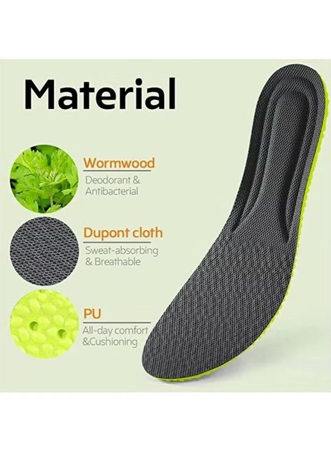 HY Deodorant Insole, Natural Wormwood Insoles, 2 Pairs Relieve Plantar Fasciitis Heel Pain Sole Support, Massage Acupuncture Foot pad Breathable Non-Slip for Run Sports Exercise (Women6-8.5/Men5-7) - Image 3
