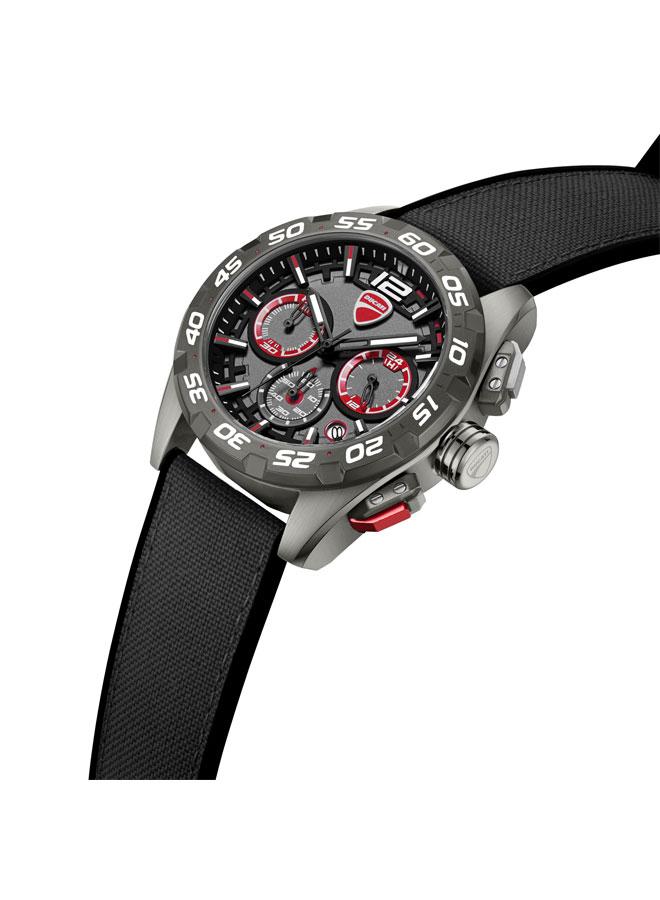 Ducati DT012 Gunmetal Red Dial Black Silicone-Nylon Strap Chronograph Watch for Men - 42mm - Image 2