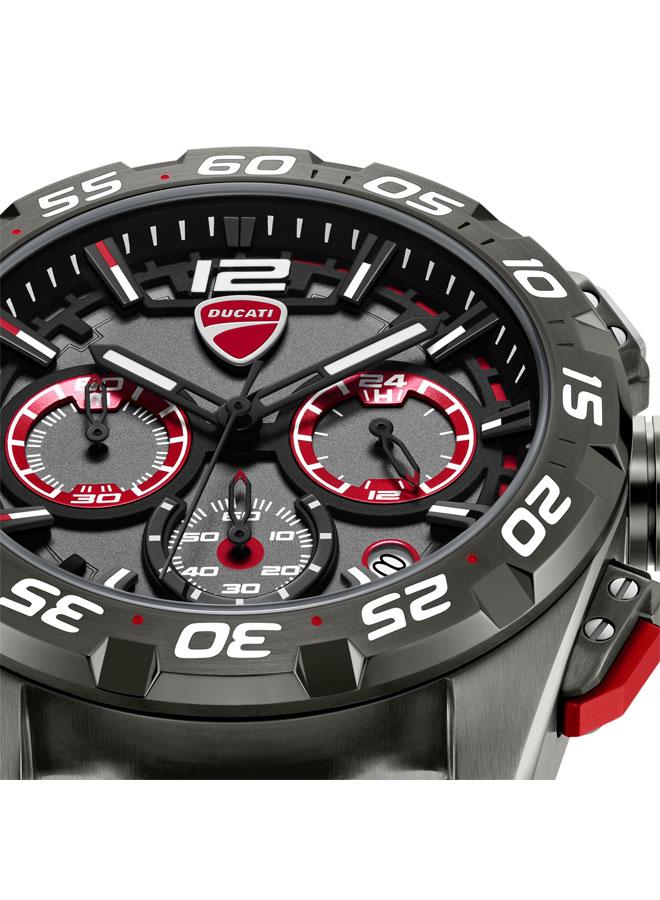 Ducati DT012 Gunmetal Red Dial Black Silicone-Nylon Strap Chronograph Watch for Men - 42mm - Image 4