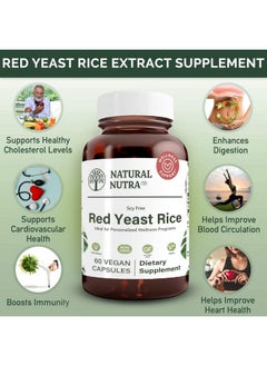 Natural Nutra Red Yeast Rice Extract Cardiovascular Support Citrinin Free Gluten Free Supplements 600 Mg 60 Capsules  - Image 4
