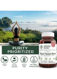 Natural Nutra Red Yeast Rice Extract Cardiovascular Support Citrinin Free Gluten Free Supplements 600 Mg 60 Capsules  - Image 5