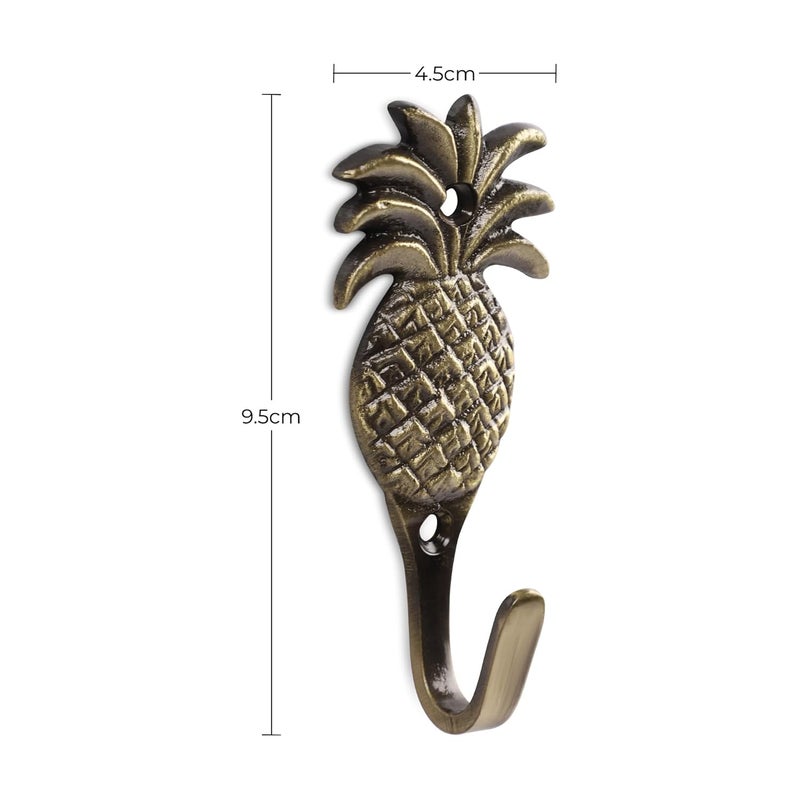 FAPBADRI Multipurpose Hooks Used to Hang Clothes Bags Coats Curtain Hold Backs Keys Colour Antique Gold Material Brass Pineapple Design Screws and Wallplugs Included Pack of 4 Pieces - Image 5