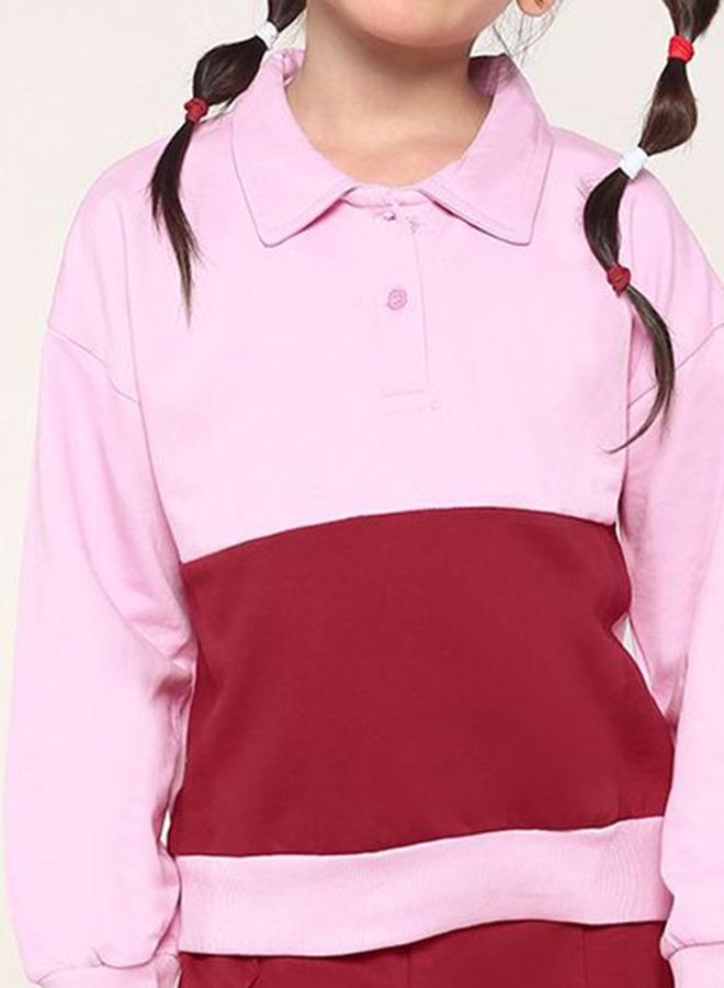 Bonkids Girl's clothing set in regular fit pink red colour cotton fabric embellished pattern pull over closure woven weave type round collar type round neckline half sleeve length full bottom body wear length casual bottom body wear type suitable for casual occasions – a must-have trendsetter this season!  - Image 2