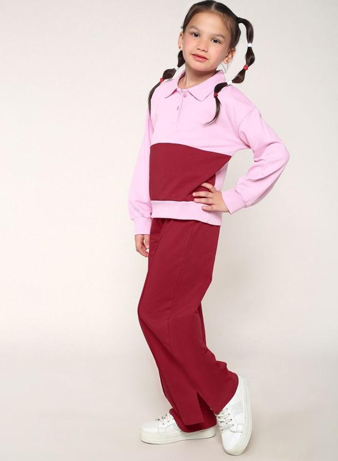 Bonkids Girl's clothing set in regular fit pink red colour cotton fabric embellished pattern pull over closure woven weave type round collar type round neckline half sleeve length full bottom body wear length casual bottom body wear type suitable for casual occasions – a must-have trendsetter this season!  - Image 3