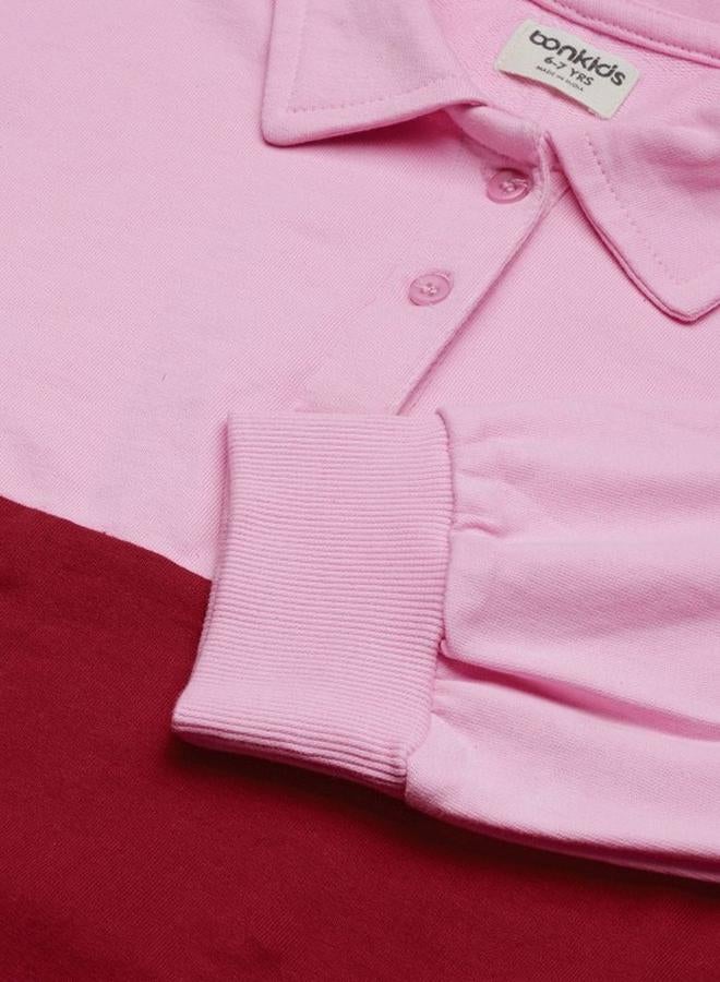 Girl's clothing set in regular fit pink red colour cotton fabric embellished pattern pull over closure woven weave type round collar type round neckline half sleeve length full bottom body wear length casual bottom body wear type suitable for casual occasions – a must-have trendsetter this season!