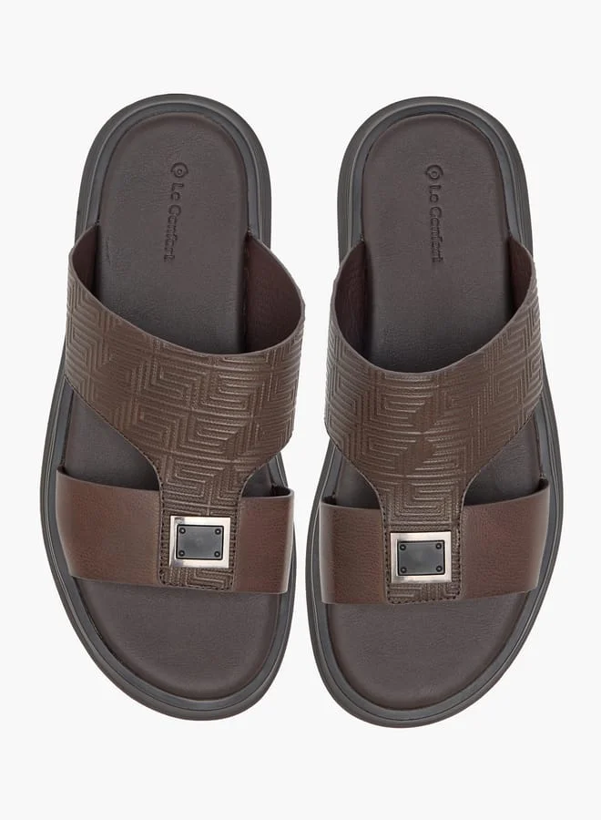 لو كونفورت صنادل رجالية انزلاقية بنقوش