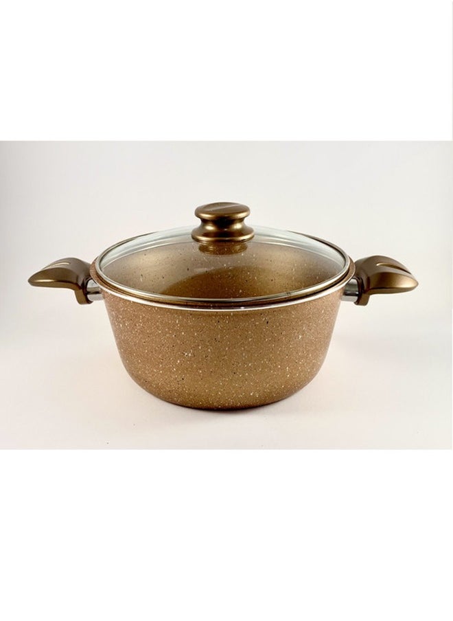 Homemaker 7-Piece Granite Eva Cookware Set - Glass Lids - 2 Deep Pots - 1 Frypan - 1 Spoon - 1 Scoop -  Non-Stick Surface - PFOA Free -  Brown  - Image 3